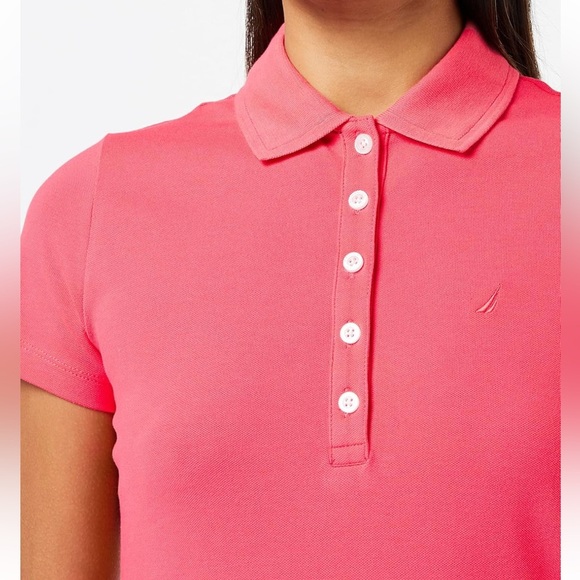 Nautica Women’s Easy Classic Short Sleeve Polo Dress Bright Coral Size Medium - Picture 3 of 9